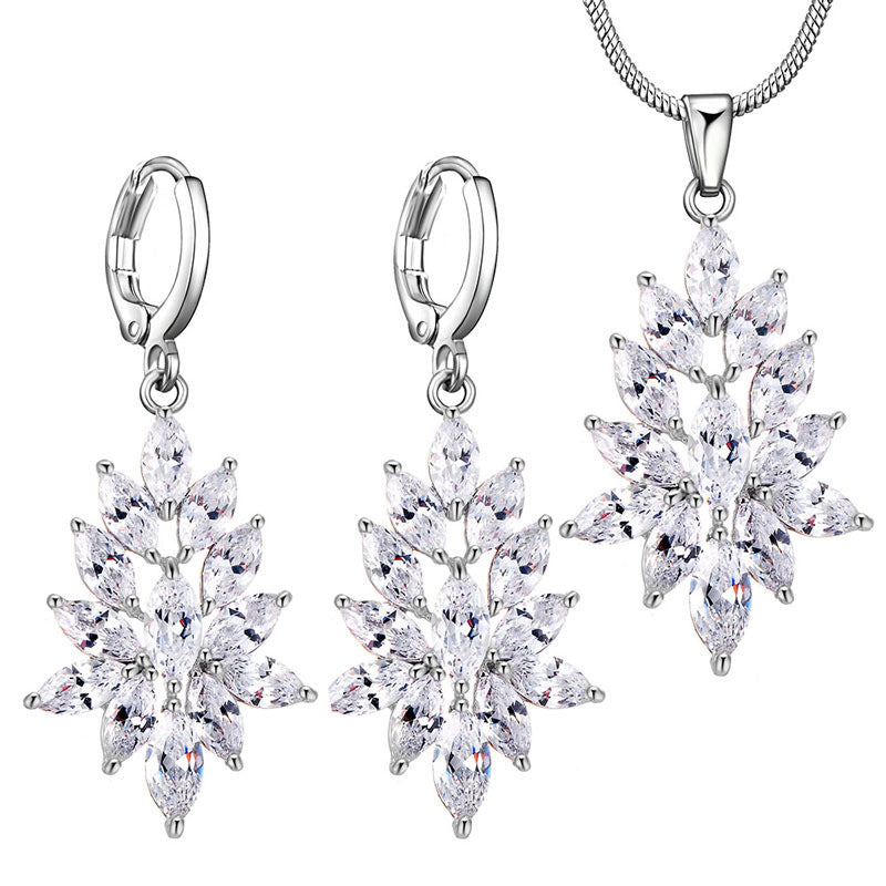 Korean Style Bridal Necklace and Earring Set (2 Pieces)