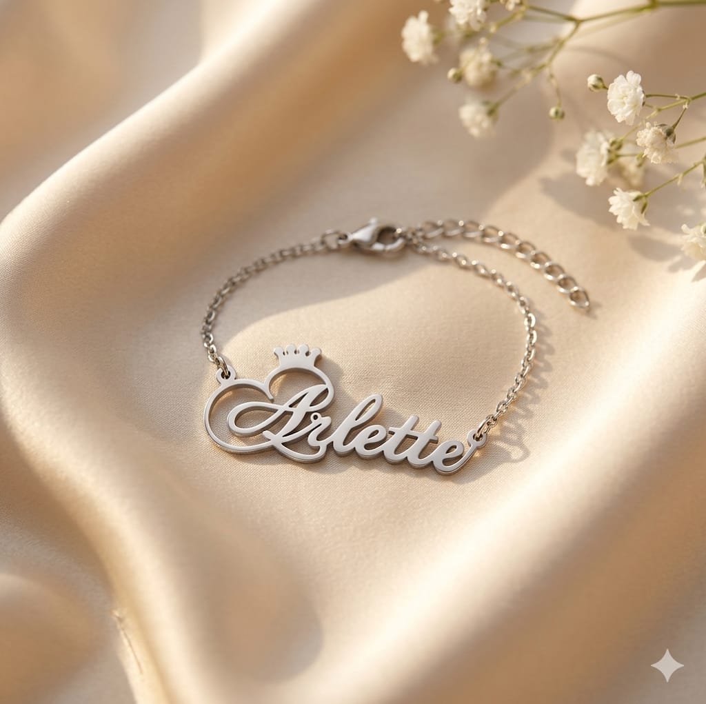 Stainless Steel Letter Bracelet, Handmade Charm Bracelet