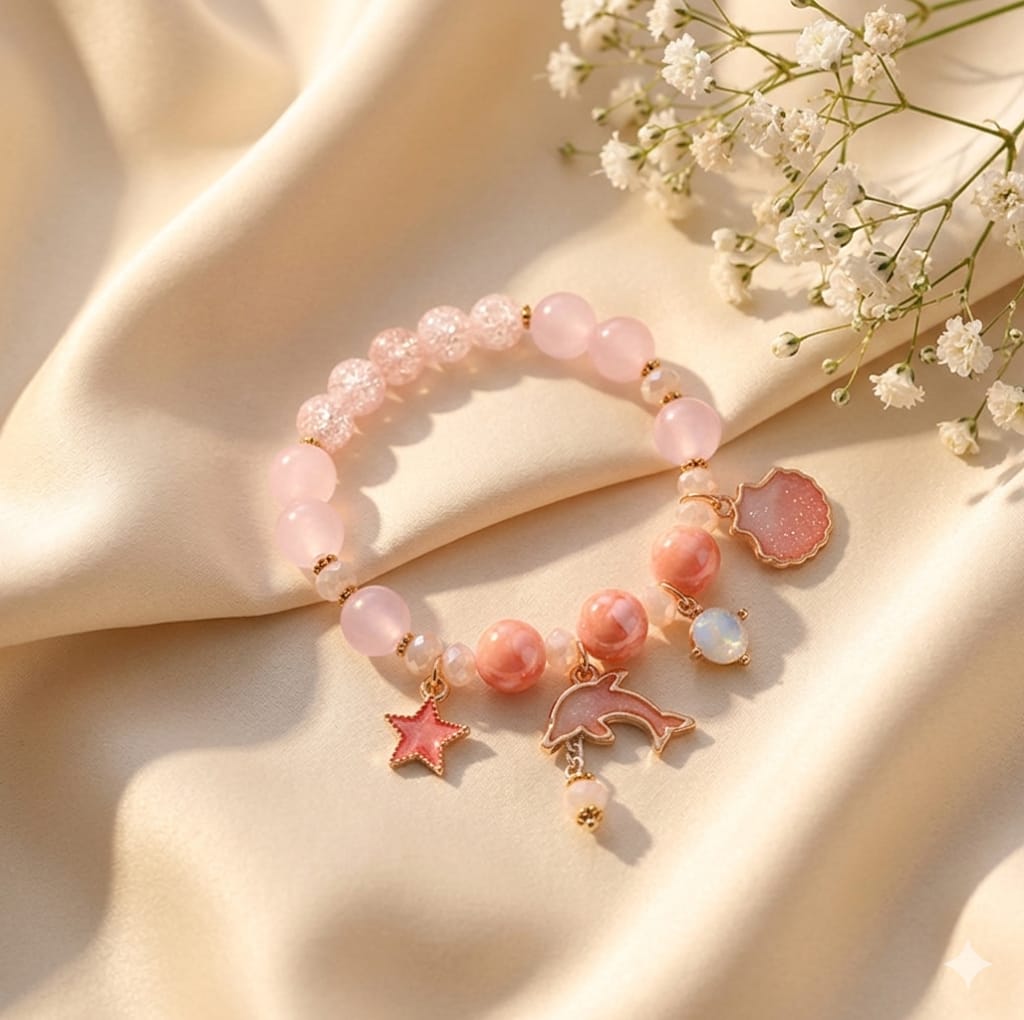 Dolphin Shell Bracelet and Bead Bracelet Set