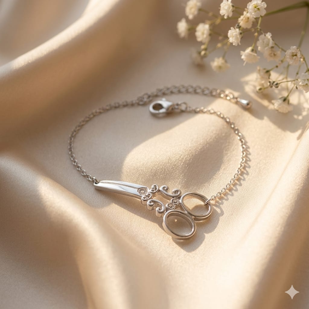 New Copper Scissors Bracelet, Scissors Charm Bracelet